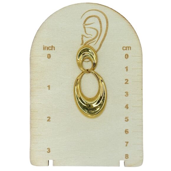 Gold-Tone Large Door Knocker Hoop Earrings 2 1/8" Polished Pierced - Picture 11 of 11